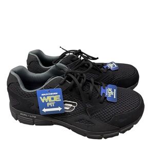 Skechers Shoes Men 10.5 Memory foam Dual Lite Wide Fit Black New NWT Lightweight